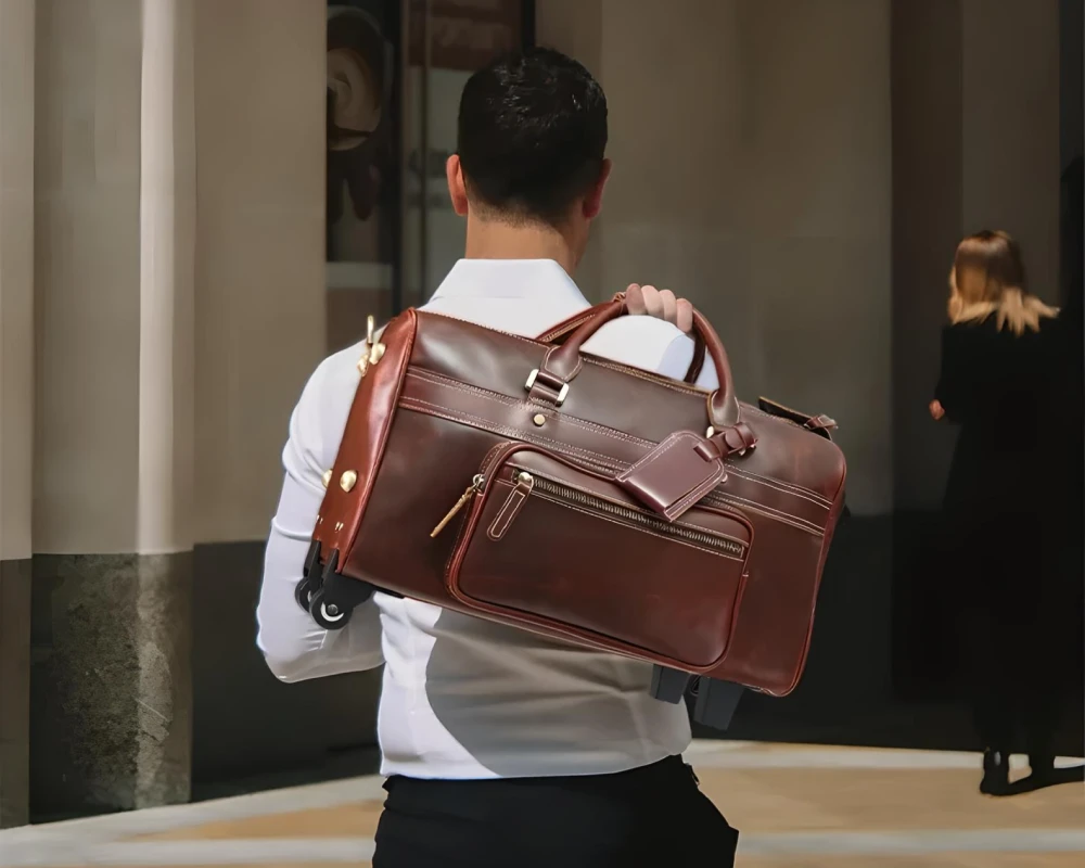 luxury leather carry on bags